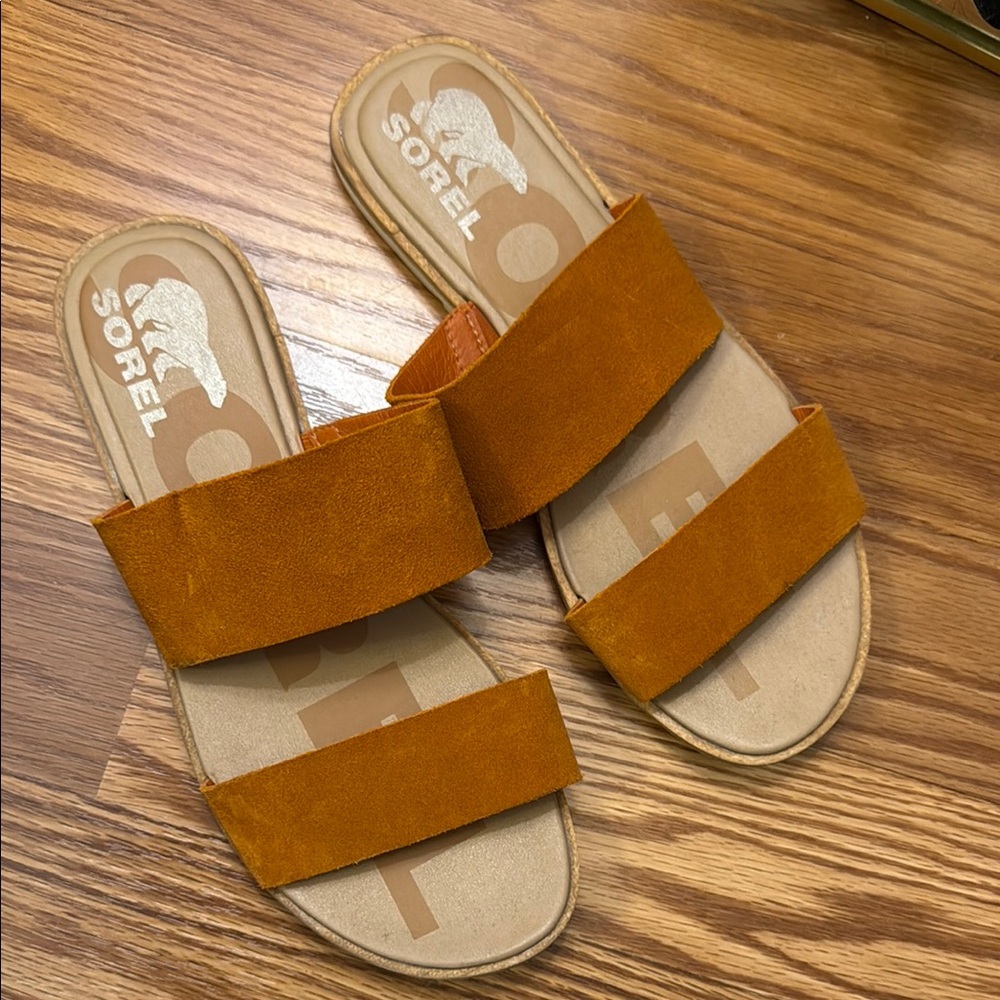 Sorel Burnt Orange Suede Slide Sandals